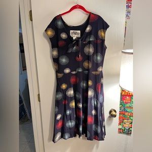 1X Effie’s Heart Navy Demoiselles Dress in fireworks print